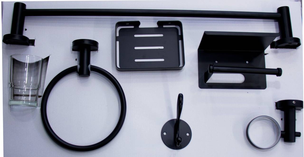 N053 6 Pieces Bathroom Set Black Nemsi Holdings