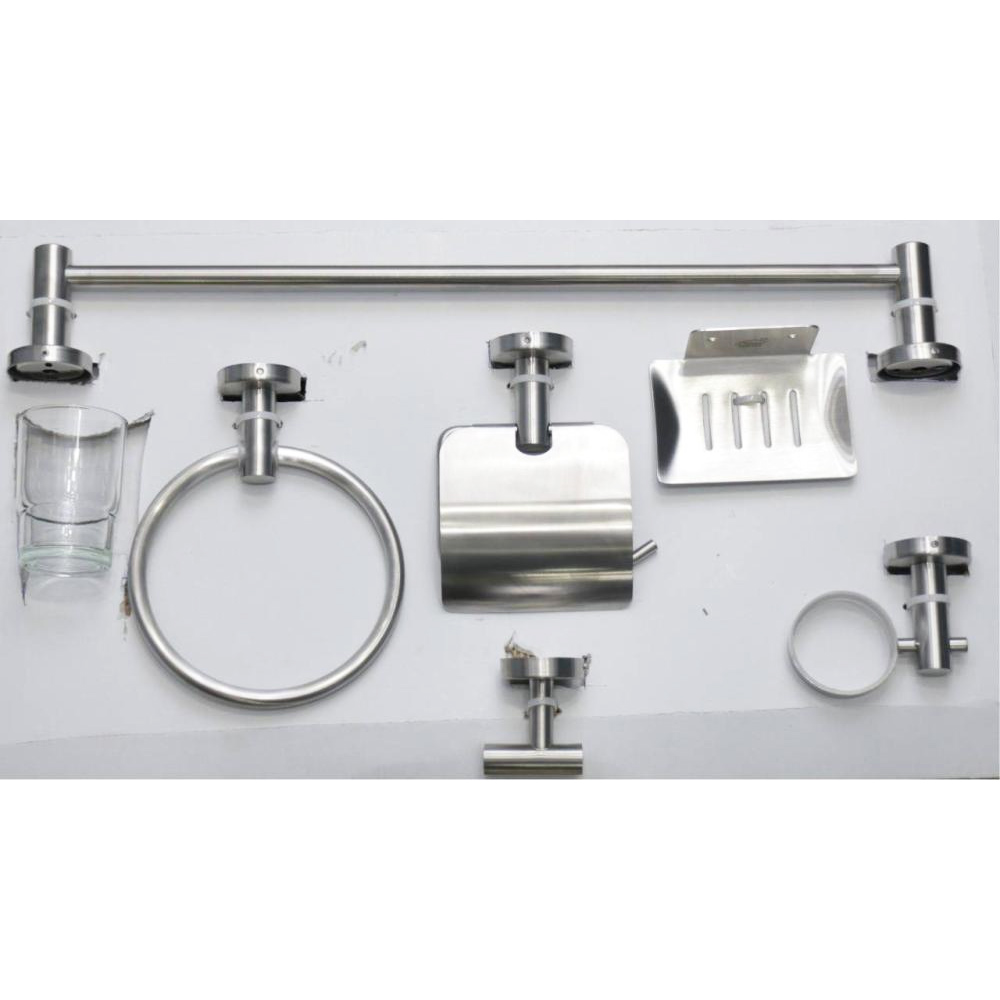 Full Bathroom Accessories 6 Piece Set in Matt Finish in Nairobi, Kenya | Bathroom Accessories | 6 PC Bathroom Set - Tissue Holder, Towel Ring and Rod, Hooks, Tissue and Soap Holder