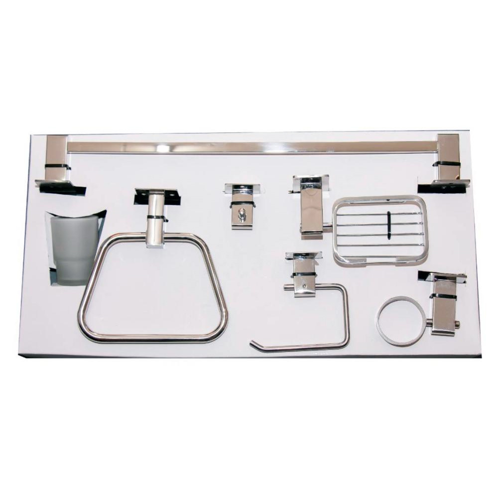 Full Bathroom Accessories 6 Piece Set in Mirror Finish in Nairobi, Kenya | Mirror Finish Bathroom Accessories | 6 PC Bathroom Set - Tissue Holder, Towel Ring and Rod, Hooks, Tissue and Soap Holder