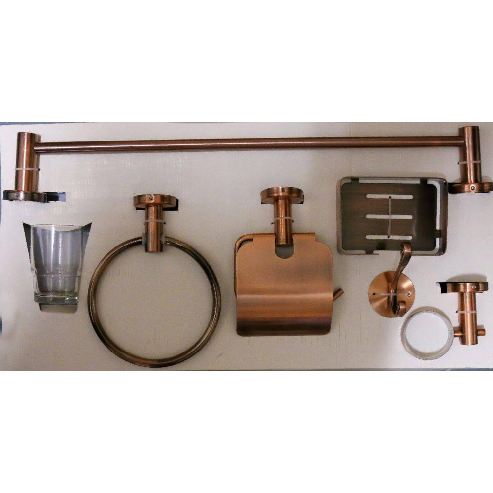 Full Bathroom Accessories 6 Piece Set in Antique Copper in Nairobi, Kenya | Bathroom Accessories | 6 PC Bathroom Set - Tissue Holder, Towel Ring and Rod, Hooks, Tissue and Soap Holder
