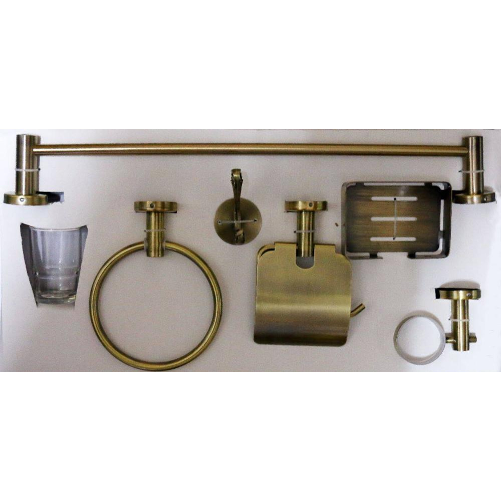 Full Bathroom Accessories 6 Piece Set in Antique Brass in Nairobi, Kenya | Bathroom Accessories | 6 PC Bathroom Set - Tissue Holder, Towel Ring and Rod, Hooks, Tissue and Soap Holder