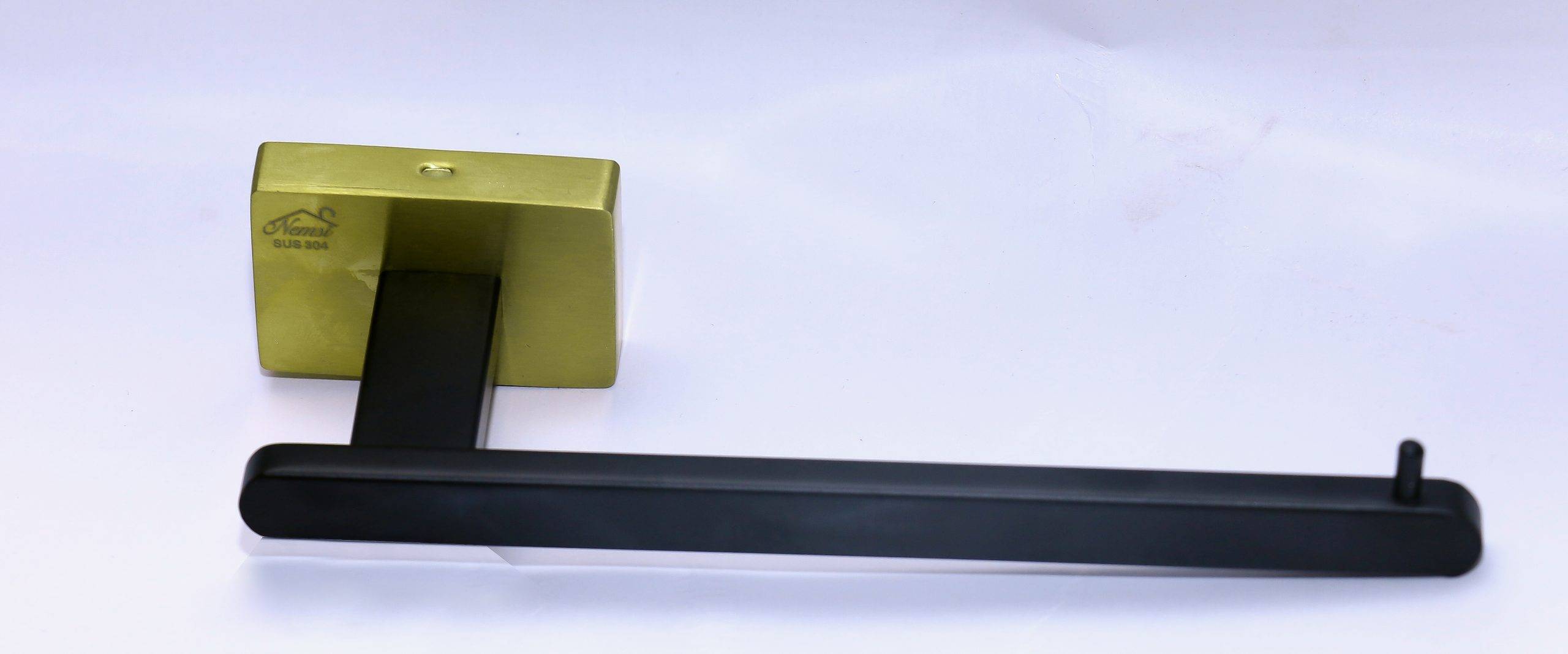 N279 P. SQUARE (SS304) TISSUE HOLDER BLACK & GOLD Nemsi Holdings