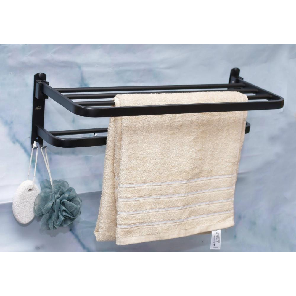 N050B 823A TOWEL SHELF WITH A TOWEL BAR 60CM BLACK
