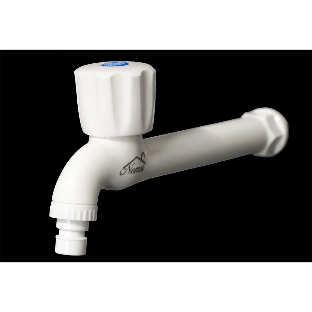 White Plastic Extended Wall Bib Tap