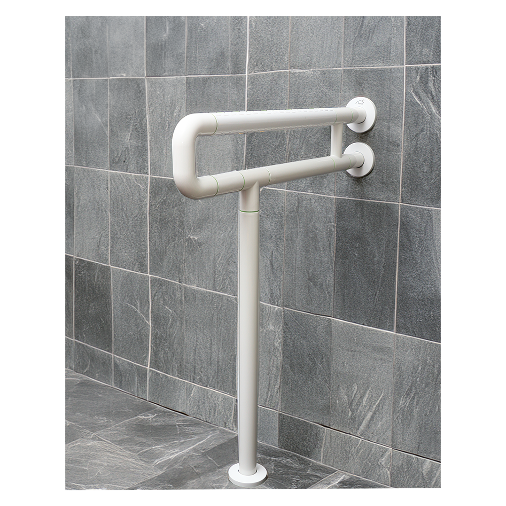 Aidapt White D-Shape Grab Bar Hand Rail - 25 Inch (640mm) Safety Support For Indoor & Outdoor Use