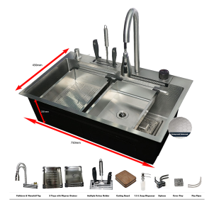 NSK006 - Smart Kitchen Sink ( SS304 ) Honey Comb - Satin
