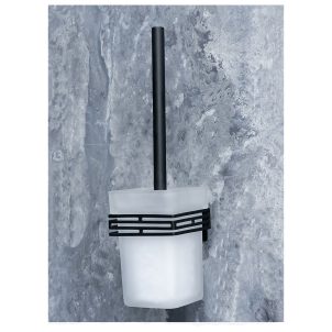 Black Glass Toilet Brush Holder