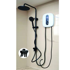Black 3 way Shower Mixer with Inbuilt Pump