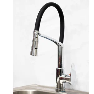 Black & Chrome Pillar Kitchen Mixer