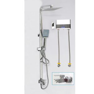 3 Way Square Brass Single Shower+heater - Mirror