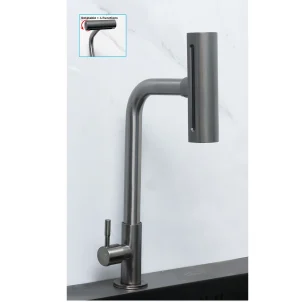 Rotatable 4 Function Gun Grey Kitchen Pillar Tap