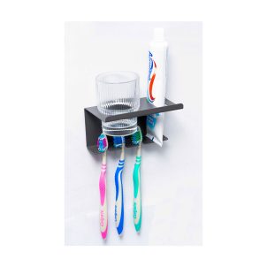 Single Tumbler- 3 Slots Toothbrush Holder - Gun Grey
