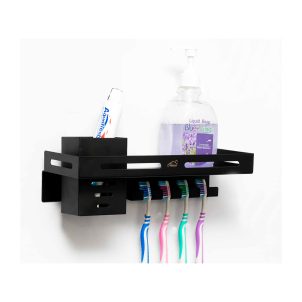 Heavyduty 30cm Shelf With 4 Slot T/brush Holder -black