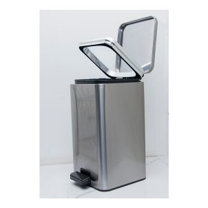 12lts Ss Pedal Bin W/trash Bag Cover - Matt