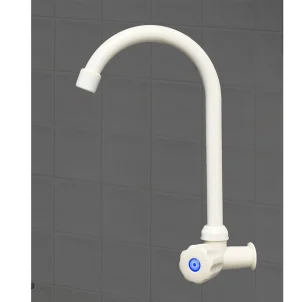 White plastic wall kitchen tap